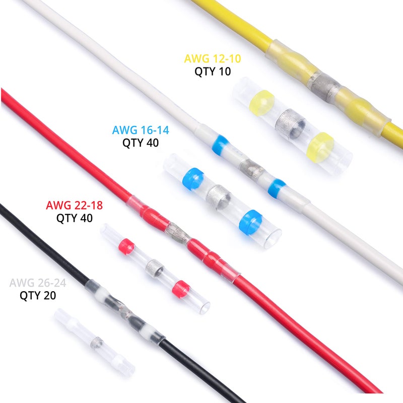 Wirefy Solder Seal Wire Connectors Kit - Heat Shrink Wire Connectors Kit - Waterproof Solder Sleeves - Self Soldering Wire Connectors - Set 26-10 AWG | Wire Butt Connectors Heat Shrink 110 PCS - Image 2